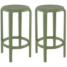 Tacoma Olive Green 65cm Polypropylene Stools In Pair - UK