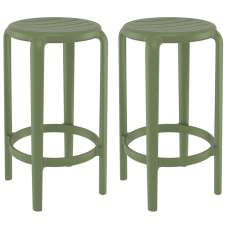 Tacoma Olive Green 75cm Polypropylene Stools In Pair - UK