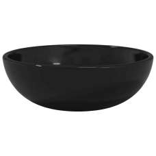 Tacoma Round Countertop Basin Without Waste 350mm Wide 0TH - Black Glass - UK