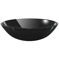 Tacoma Round Countertop Basin Without Waste 420mm Wide 0TH - Black Glass - UK