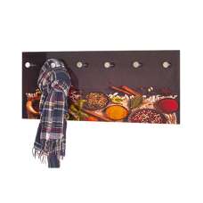 Tahoe Glass Wall Hung 6 Hooks Coat Rack In Spices Print - UK