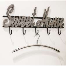 Tahoe Metal Wall Hung Sweet Home Coat Rack In Black And Silver - UK