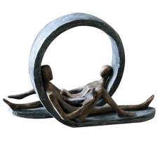 Take Time Out Poly Design Sculpture In Burnished Bronze And Grey - UK