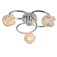 Talia 3 Lights Clear Crystal Semi Flush Ceiling Light In Chrome - UK