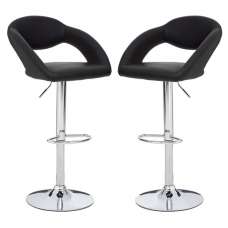 Talore Black Faux Leather Bar Chairs With Chrome Base In A Pair - UK