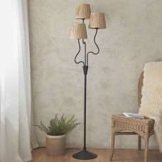 Tampa 3 Light Fabric Floor Lamp In Matt Black - UK