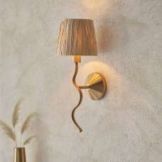 Tampa Fabric Wall Light In Aged Brushed Brass - UK