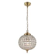 Tanaro Clear Glass Ceiling Pendant Light In Antique Brass - UK