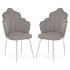 Tania Grey Velvet Dining Chairs With Chrome Legs In A Pair - UK