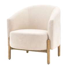 Taranto Fabric Armchair With Wooden Legs In Natural - UK