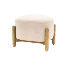 Taranto Fabric Foot Stool In Natural With Wooden Legs - UK