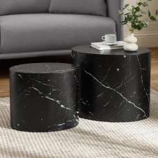 Tarrytown Faux Marble Effect Oval Nest of 2 Tables - Black - UK