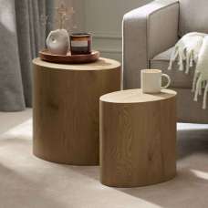 Tarrytown Wooden Oval Nest of 2 Tables in Oak - UK