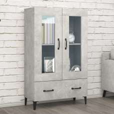 Taszi Wooden Highboard With 2 Doors 1 Drawers In Concrete Effect - UK