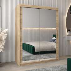 Tavira III Mirrored Wardrobe 2 Sliding Doors 150cm In Sonoma Oak - UK
