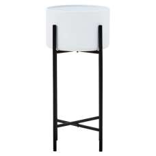 Tavira Large Metal Floor Standing Planter In White And Black - UK