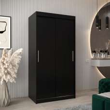 Tavira Wooden Wardrobe 2 Sliding Doors 100cm In Black - UK