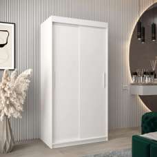 Tavira Wooden Wardrobe 2 Sliding Doors 100cm In White - UK