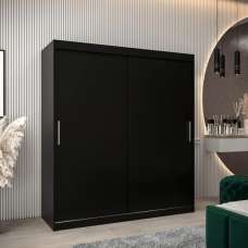 Tavira Wooden Wardrobe 2 Sliding Doors 180cm In Black - UK