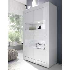 Taylor High Gloss Display Cabinet 4 Doors In White With LED - UK
