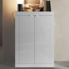 Taylor High Gloss Shoe Cabinet With 2 Doors In White - UK