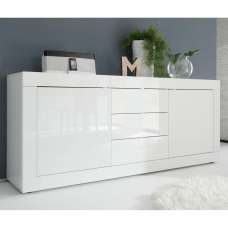 Taylor High Gloss Sideboard With 2 Doors 3 Drawers In White - UK