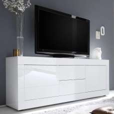 Taylor High Gloss TV Sideboard With 2 Door 2 Drawer In White - UK