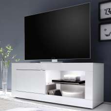 Taylor High Gloss TV Stand 1 Door In White With LED - UK