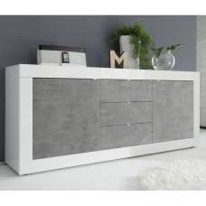 Taylor White Gloss Sideboard With 2 Doors 3 Drawers In Cement - UK