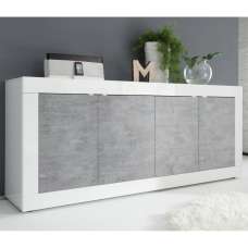 Taylor White Gloss Sideboard With 4 Doors In Cement - UK