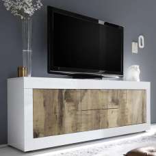 Taylor White Gloss TV Sideboard With 2 Door 2 Drawer In Pero - UK