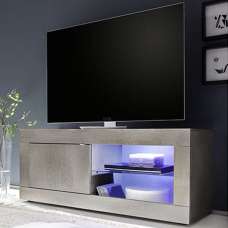 Taylor Wooden TV Stand 1 Door In White Pine With LED - UK