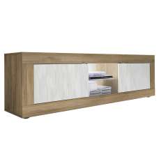 Taylor Wooden TV Stand 2 Doors In Mercure And White With LED - UK