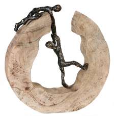 Teamwork Aluminium Sculpture In Bronze With Natural Wooden Frame - UK