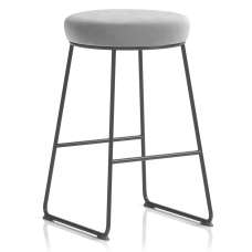 Teaneck Fabric Stool With Metal Frame In Grey - UK