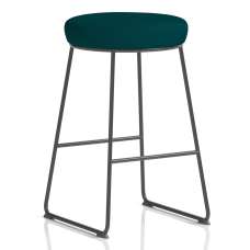 Teaneck Fabric Stool With Metal Frame In Maringa Teal - UK