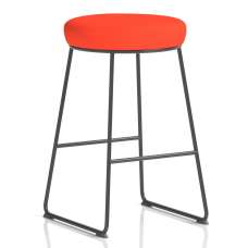 Teaneck Fabric Stool With Metal Frame In Tabasco Orange - UK