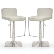 Baino White Leather Bar Chairs With Chrome Footrest In A Pair - UK