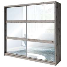 Terni Mirrored Wardrobe With 2 Sliding Doors In Wellington Oak - UK