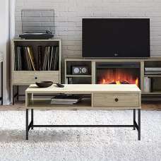 Terrell Wooden Coffee Table With 1 Drawer In Linseed Oak - UK