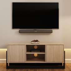 Terrell Wooden TV Stand With 2 Doors In Oak - UK