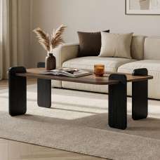 Tervan Rectangular Wooden Coffee Table in Black and Walnut - UK