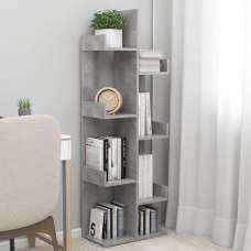 Tevin Wooden Bookshelf With 8 Compartments In Concrete Effect - UK