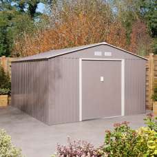Thorpe Metal Garden Apex Shed In Light Grey 10x12 - UK