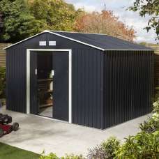 Thorpe Metal Garden Apex Shed In Dark Grey 10x8 - UK