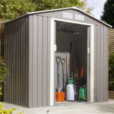 Thorpe Metal Garden Apex Shed In Light Grey 6x4 - UK