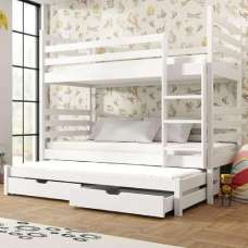 Thorsby Wooden Bunk Bed Bonnell Mattress And Trundle In White - UK