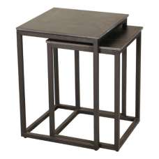 Tiana Ceramic Square Nest Of 2 Tables In Lawrence Black - UK