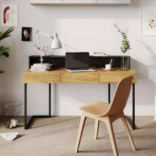 Tifton Wooden Laptop Desk With 3 Drawers In Oak - UK