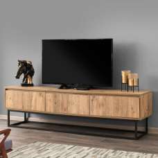 Tilano Large Wooden TV Stand with Metal Legs in Pine and Black - UK